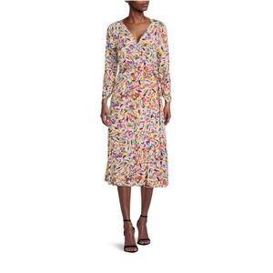Beach Lunch Lounge NWT Ruched Sleeve Midi Wrap Dress‎